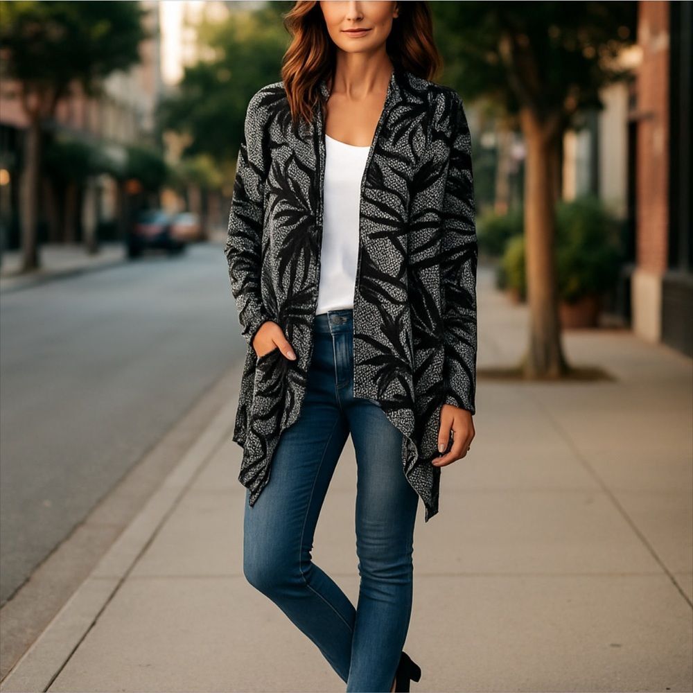 Clara SUNWOO Open Front Drape Tunic Cardigan sz XS